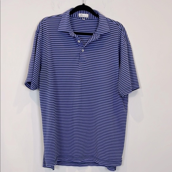 Peter Millar Men's Performance Tech Polo Periwinkle Navy Striped Size Large - Picture 3 of 9